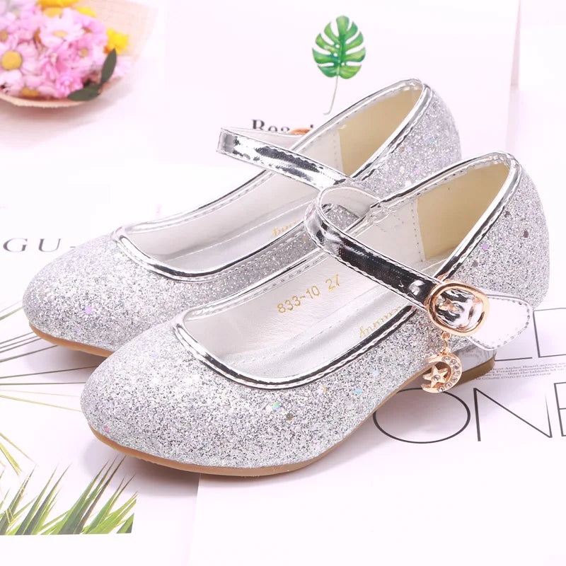 Children Leather Glitter Crystal Shoes