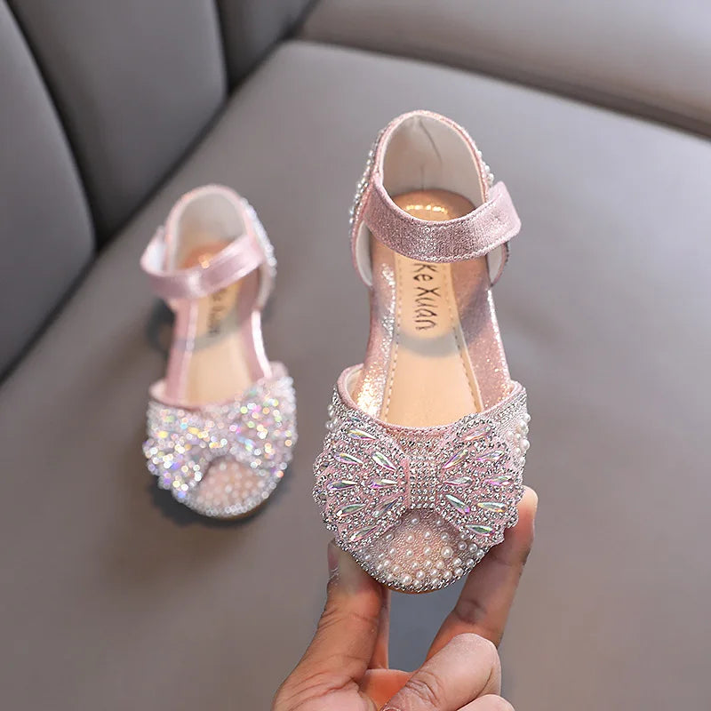 Little Girl Sequin Bow Sandals