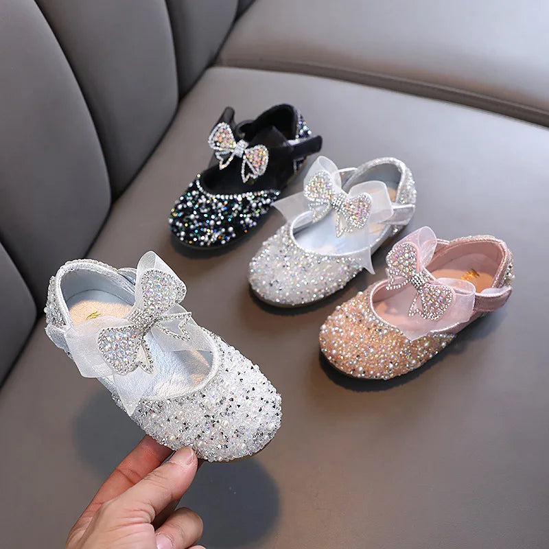 New Children's Sequined Leather Shoes