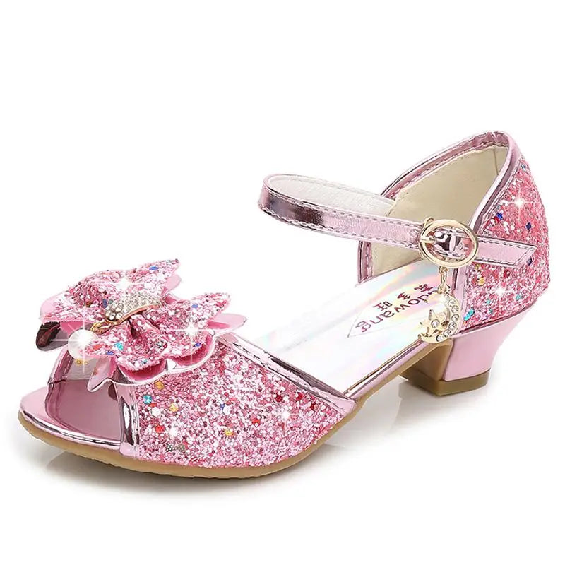 Children Colorful Sequins High Heels Sandals