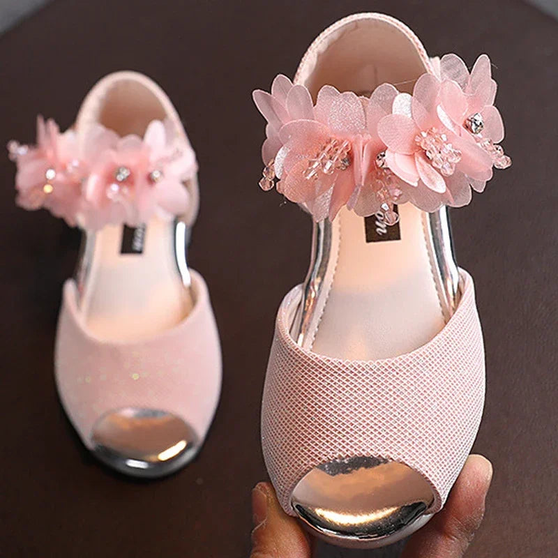 Girls Rhinestone Flower Shoes