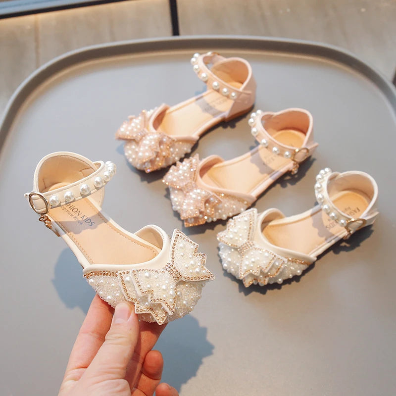 Children Rhinestone Pearl Flat Sandals