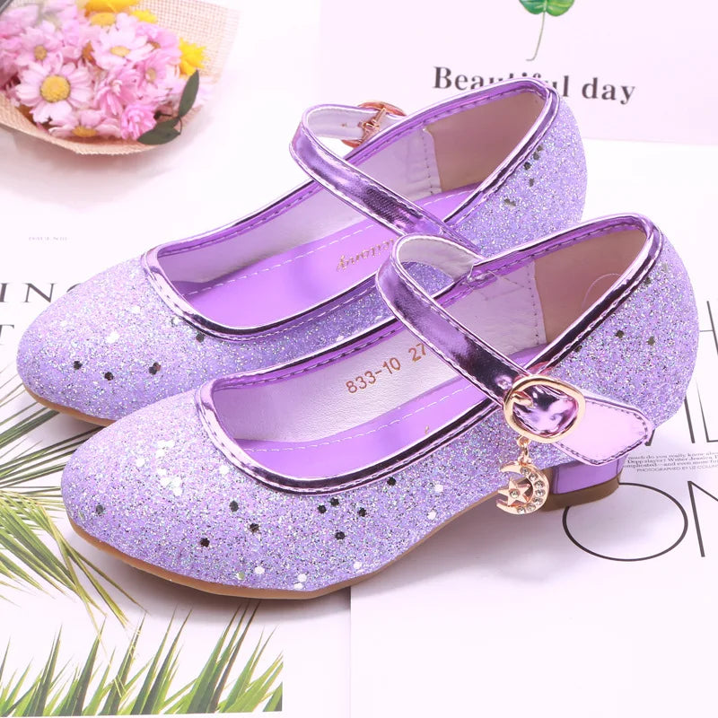 Children Leather Glitter Crystal Shoes