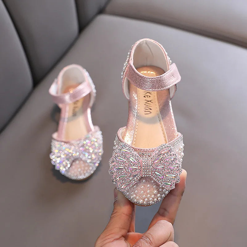 Little Girl Sequin  Bow Sandals