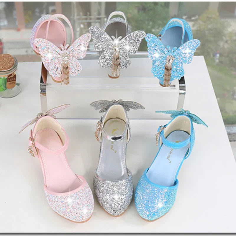 Fashion Girl Leather Crystal Shoes