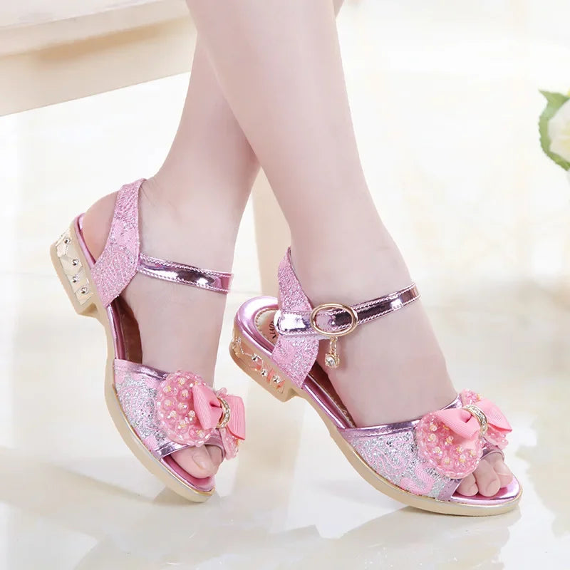 Summer Princess Sequins Low Heels Sandals