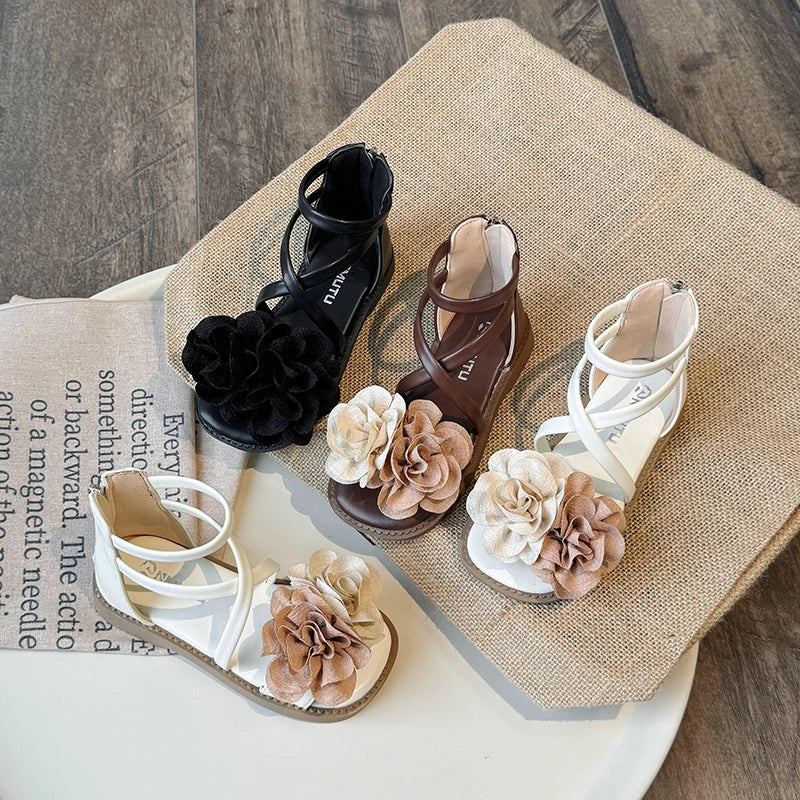 Summer New Beige Flower Pearls Shoes