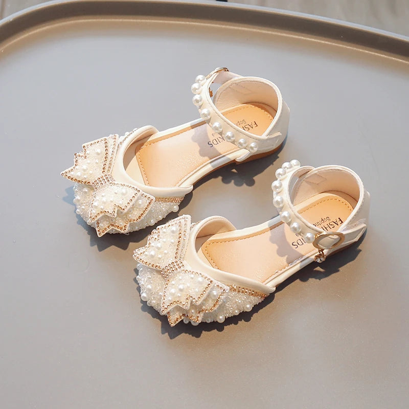 Children Rhinestone Pearl Flat Sandals