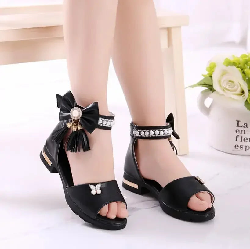 Children Fashion Heels Tassel Shoes