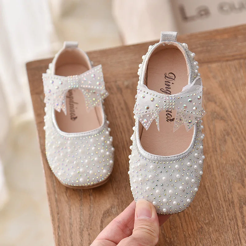 Children's Bow Rhinestone Sequin Shoes