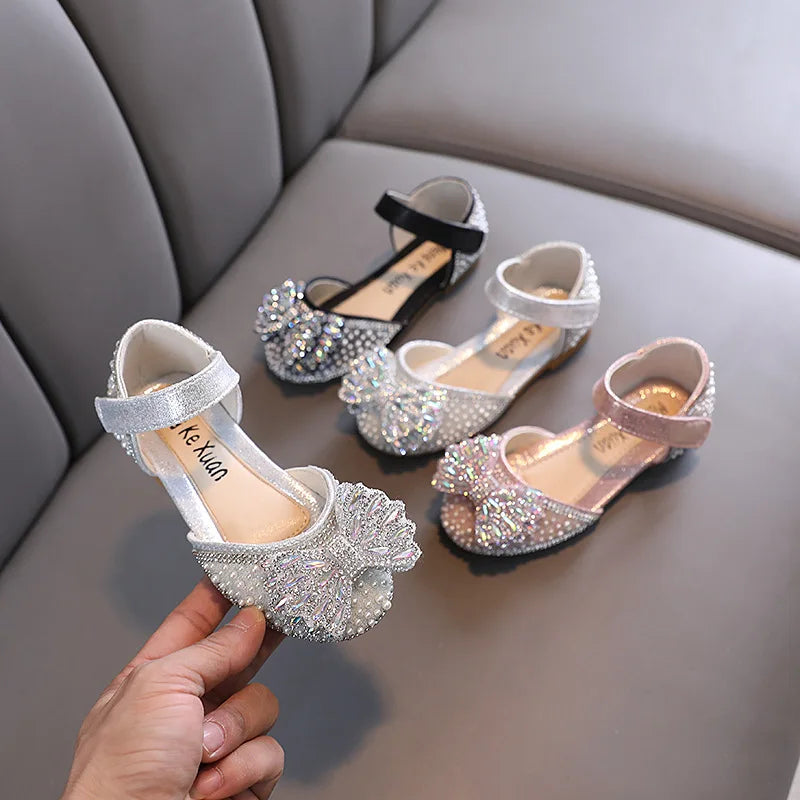 Little Girl Sequin  Bow Sandals